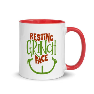 Resting Grinch Face 11oz Mug with Red inside - Mahogany Queen Coffee