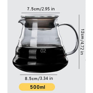 v60 Pour Over Carafe Drip Coffee Pot 300/500/700ml Glass Range - Mahogany Queen